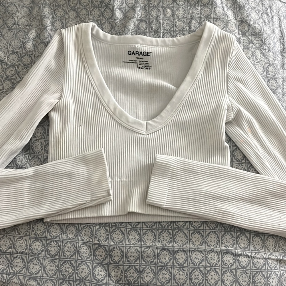 Garage white long sleve tank top, size TTP/XXS